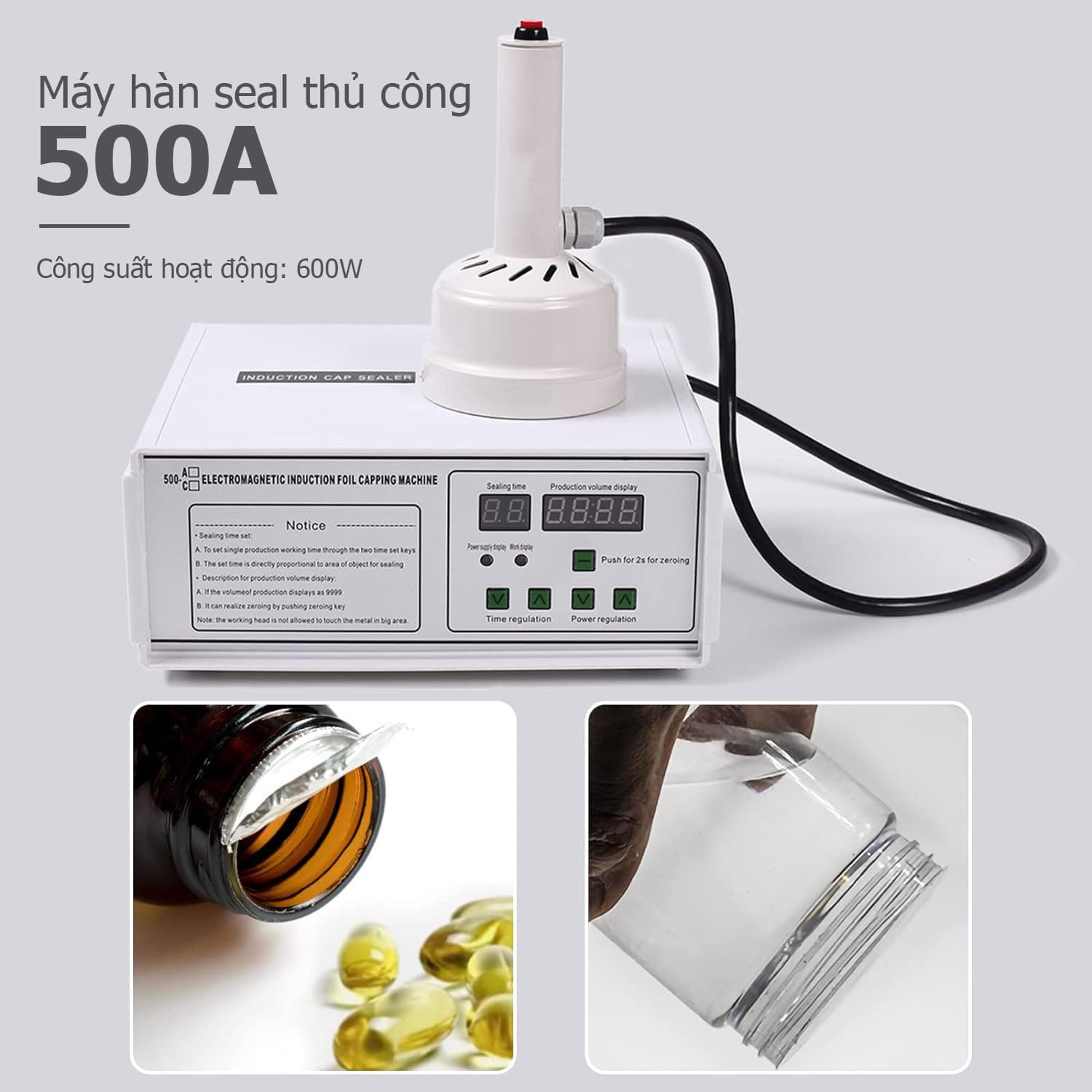 Máy hàn seal thủ công 500A dùng để hàn miệng túi nhựa, túi bạc