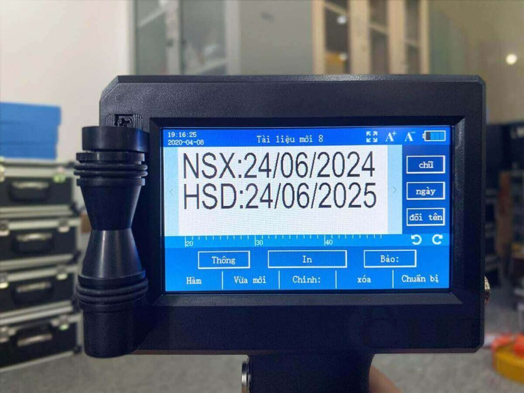 Giao diện làm việc của máy in date cầm tay CD850