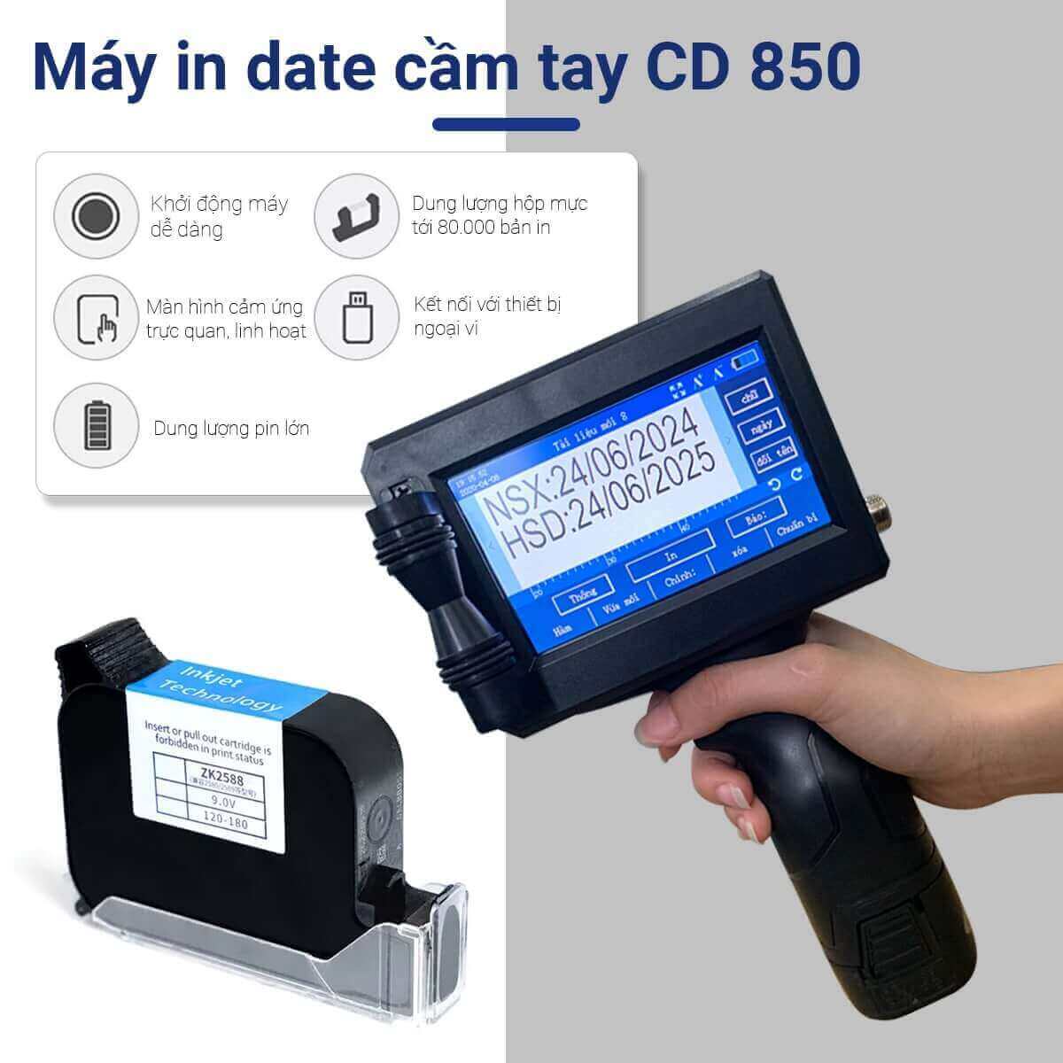 Máy in date cầm tay CD850 - phân phối Toàn quốc bởi CHT