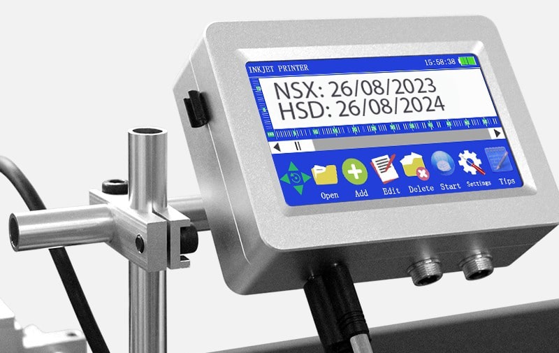 Màn hình và giao diện sử dụng chính của Máy in date tự động CD980
