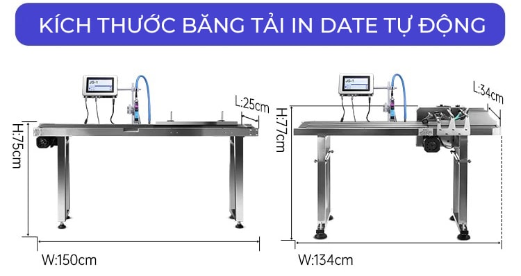 Kích thước băng tải Máy in date tự động CD980