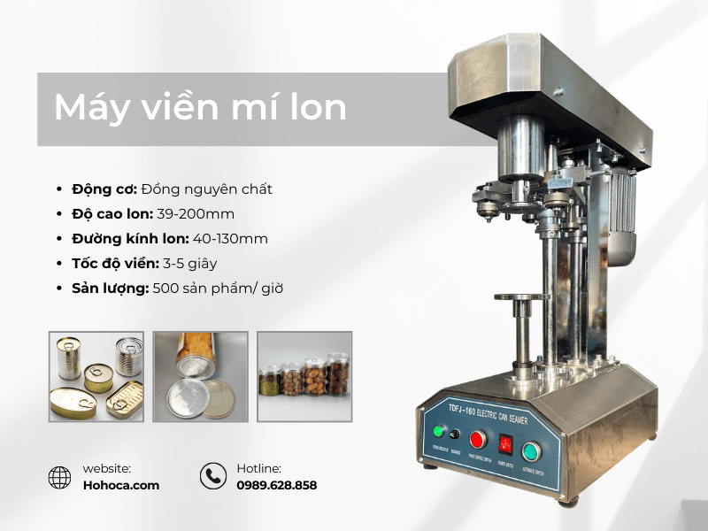 Máy viền mí lon BM-CHT01 với thiết kế chắc chắn, chất liệu inox cao cấp chống gỉ