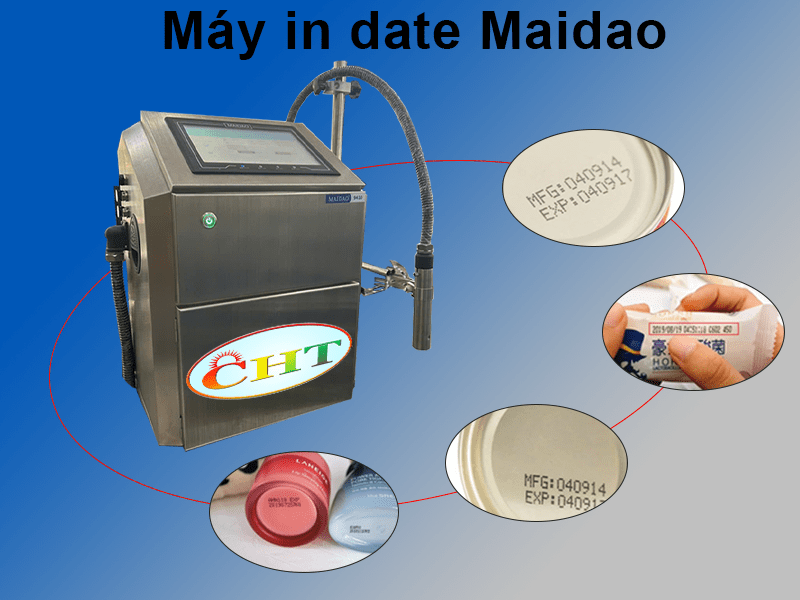 Máy in phun date Maidou – tốc độ in nhanh, độ nét cao, dễ dàng tích hợp lên dây chuyền sản xuất, in rõ ngày sản xuất, hạn sử dụng, mã vạch trên nhiều loại bề mặt như nhựa, thủy tinh, kim loại và giấy.