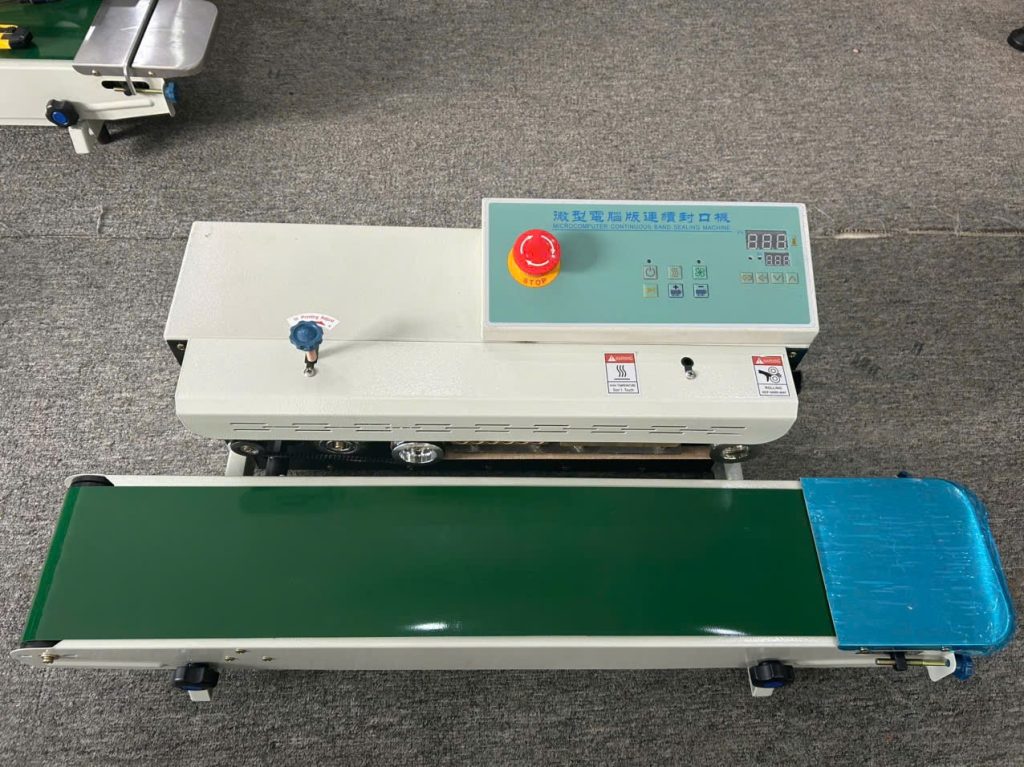 Máy hàn miệng túi liên tục FR900 thiết kế nhỏ gọn, chuyên dụng cho đóng gói bao bì thực phẩm, mỹ phẩm, dược liệu
